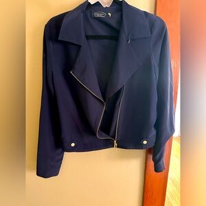 Magaschoni Silk short jacket navy blue